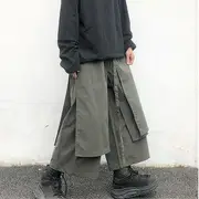 Paneled Wide-Leg Pants Army Green - M