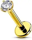 Natural Diamond 2mm 14K Yellow Gold 18G Internally Treaded Lip Labret Ear Stud