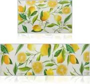 2 Pieces Lemon Kitchen Rugs Set Farmhouse Onesize, As Shown