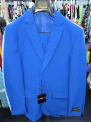 Brand New Lucci Zegna Royal Blue Italian Designer 2pc Suit 38 Long & 32 Waist