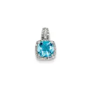 Sterling Silver Diamond u0026 Light Swiss Blue Topaz Square Pendant