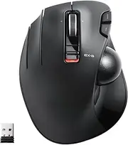 ELECOM EX-G Left-Handed Trackball Mouse, 2.4GHz Wireless, Thumb Control, 6-Button Function with Smooth Tracking, Ergonomic Design, 32mm Ball Windows11, macOS (M-XT4DRBK)