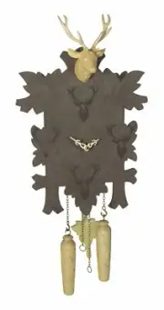 Quartz Cuckoo Clock with ornament of fabric 5 leaves, head of a.. TU 3060 QM NEW