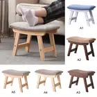 H Simple Solid Wooden Fabric Short Stool Bench (Model A3/Brown)