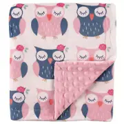 Hudson Baby Infant Girl Plush Mink Blanket, Owls, One Size