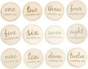 SWOOMEY 12Pcs Monthly Cards Round English Letters for Milestone Photography Durable Newborn Birth Cards for Commemorative Moments