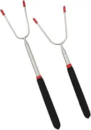 2Pcs Barbecue Forks Extendable Roasting Sticks with Comfortable Insulated Handles for BBQ Camping and Outdoor Grilling Durable Meat Forks