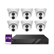 NDAA 8CH 4K POE Camera KIT with 6*4MP Network IR Fixed Turret Cameras, 2TB HDD