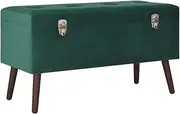 Bench with Storage Compartment Green 80 cm Velvet Storage Furniture