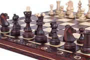 Handcrafted Wooden Chess Set 16" Hand Carved Board Pieces Full Vintage Game