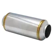 REMARK304 Round Resonator Canister - 4.7" x 11.8" - Center Inlet / Outlet (2.5")