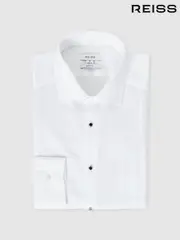 Reiss White Marcel Slim Fit Cotton Marcella Tuxedo Shirt (D62374) | $240