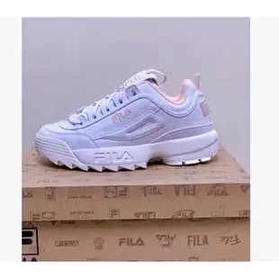 ✨FILA Disruptor 2 女款白粉老爹鞋 厚度增高運動鞋 穿上瞬間長高3公分❤️‍🔥