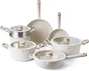 [Country Kitchen] 10pcs Pots and Pans Set Non Stick Cast Aluminum, Kitchen Cookware Sets, Kitchen Induction Pots and Pans Cooking Sets, Round Handle