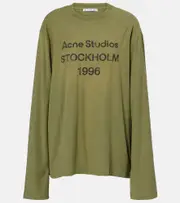 [Acne Studios] Acne Studios Logo printed cotton and hemp T-shirt UK 12 green