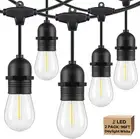 2-Pack 96FT Outdoor String Lights with Waterproof Shatterproof Dimmable 5000K Da