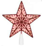 Holiday Time Indoor Red Star LED Christmas Tree Topper 9" Battery Operated Timer
