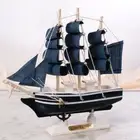 Wooden Sailing Ship Toy Mediterranean Style Nautical Boat Model Home Decoration
