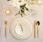 Emsan Fine Bone Freya 18 Piece Round Dinner Set for 6 People Gold