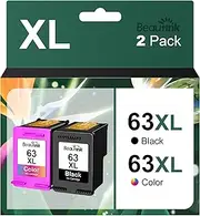 63XL Ink Cartridges Combo Pack Remanufactured for HP Ink 63 XL Compatible for HP Officejet 3830 4650 Envy 4520 Deskjet 3630 2130 2131 1110 1115 (Black + Tri-Colour)