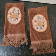 Vintage 70s Brown Fingertips Towels lot of 2