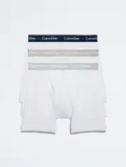 Calvin Klein Men's Cotton Classic Fit Pack of 3 Boxer Brief, White, 2XL
