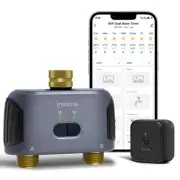 WiFi Water Timer Brass Inlet & Outlet, 2 Zones Sprinkler Timer for Garden Hos...