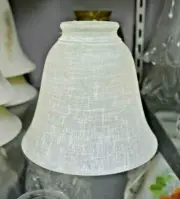Quorum 2.25" Fitter Linen Pattern White Fan Glass Shade Glassware 2819 NEW WOW!