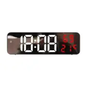 Digital LED Mirror Wall Clock Alarm Temperature Humidity 9" Large Display, USA