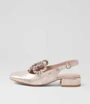 New Django & Juliette Vaylow Champagne Crush Leather Heels Womens Shoes Dress