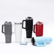 Thickened 304 Stainless Steel Thermos Cup, Ice Cup With Transparent Cover, 40oz Car Cup
