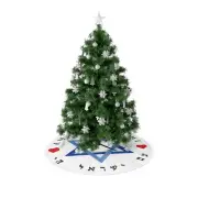 Christmas Tree Skirt with Star of David "Am Israel Chai" Jewish Holiday Decor