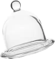 HEMOTON Glass Cake Stand with Dome Cover Small Cake Display Tray Covered Platter Round Base Cake Holder for Chocolate Candy Cupcake Containers Dessert Party Supplies Display Plate