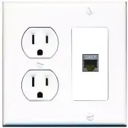 1 Port Electrical Outlet Cover Plug Round White UL CAT7 Wall Plate