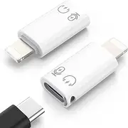 iOS Port to USB-C 3.1 Adapter – Fast Charging & High-Speed Data Sync OTG Connector, Supports iPhone, iPad, MacBook, Android Type-C Devices, SSDs, Hubs, Smart Gadgets and More - (2 Pack), White