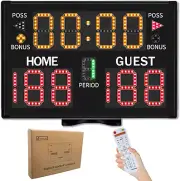 Electronic Basketball Scoreboard with Buzzer, Digital Scoreboard with Remote,Por