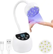 PHAIN U V LED Nail Lamp, 36W Mini Cordless Gel x Nail Lamp Flash Cure, Auto Sensor Gooseneck Portable USB Gel Nail Dryer U V Light with 3 Timers and LCD Display for Home DIY