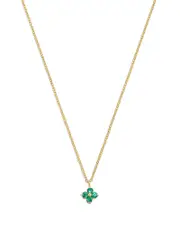 Zoe Chicco 14K Yellow Gold Emerald Gemstones Flower Cluster Pendant Necklace, 14-16