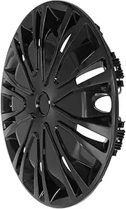 13 Inch Universal Wheel Cover Decorative Hubcap Set for Cars Sturdy Pp Material Black