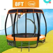 8ft Trampoline Free Safety Net Spring Pad Cover Mat Roof Basketball Set - Orange