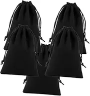 Veemoon 5pcs Multifunctional Flannel Drawstring Bag Durable Storage Pouches for Hair Dryer Jewelry Black Easy Open Close with Strong Drawstrings