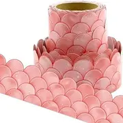 Gyorwst 20M Ombre Pink Scallops Bulletin Board Borders Rainbow Straight Borders Classroom or Home School Decoration