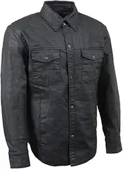 Milwaukee Leather MDM1603 Men’s Black Waxy Coated Snap Front Shirt