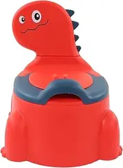 Potty Training Toilet, Non Slip Rubber Base Cartoon Dinosaur Potty Training Seat Thickened Plastic Ergonomic Design Portable Dinosaur Training Potty with Brush for Boys and Girls (Red)
