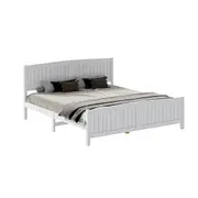 Oikiture Bed Frame King Size Wooden Base Timber Platform White