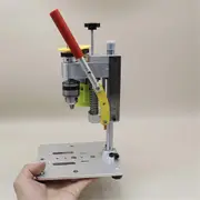 Mini Drill Press Table Driller B10 Chuck Precision Table Drilling Machine 795 Motor Metal Wooden Jade DIY Crafts Tool Silver