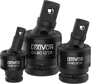LEXIVON Premium Impact Universal Joint Socket Swivel Set | 3-Piece Ball Spring Design 1/2", 3/8", and 1/4" U-Joint Drive | Cr-Mo Steel = Fully Impact Grade (LX-113)