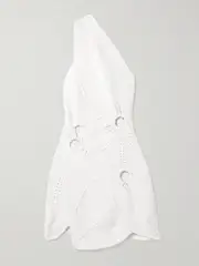 [Cult Gaia] Cult Gaia - Coreline One-shoulder Paneled Cutout Ribbed Cotton Mini Dress - Off-white - medium medium Off-white