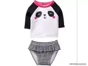 NEW Gymboree girls Panda bear rashguard bathing suit SWIMSUIT 12-18 mths