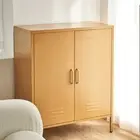 Buffet Sideboard Locker Metal Storage Adjustable Shelf Organizer Cabinet Yellow